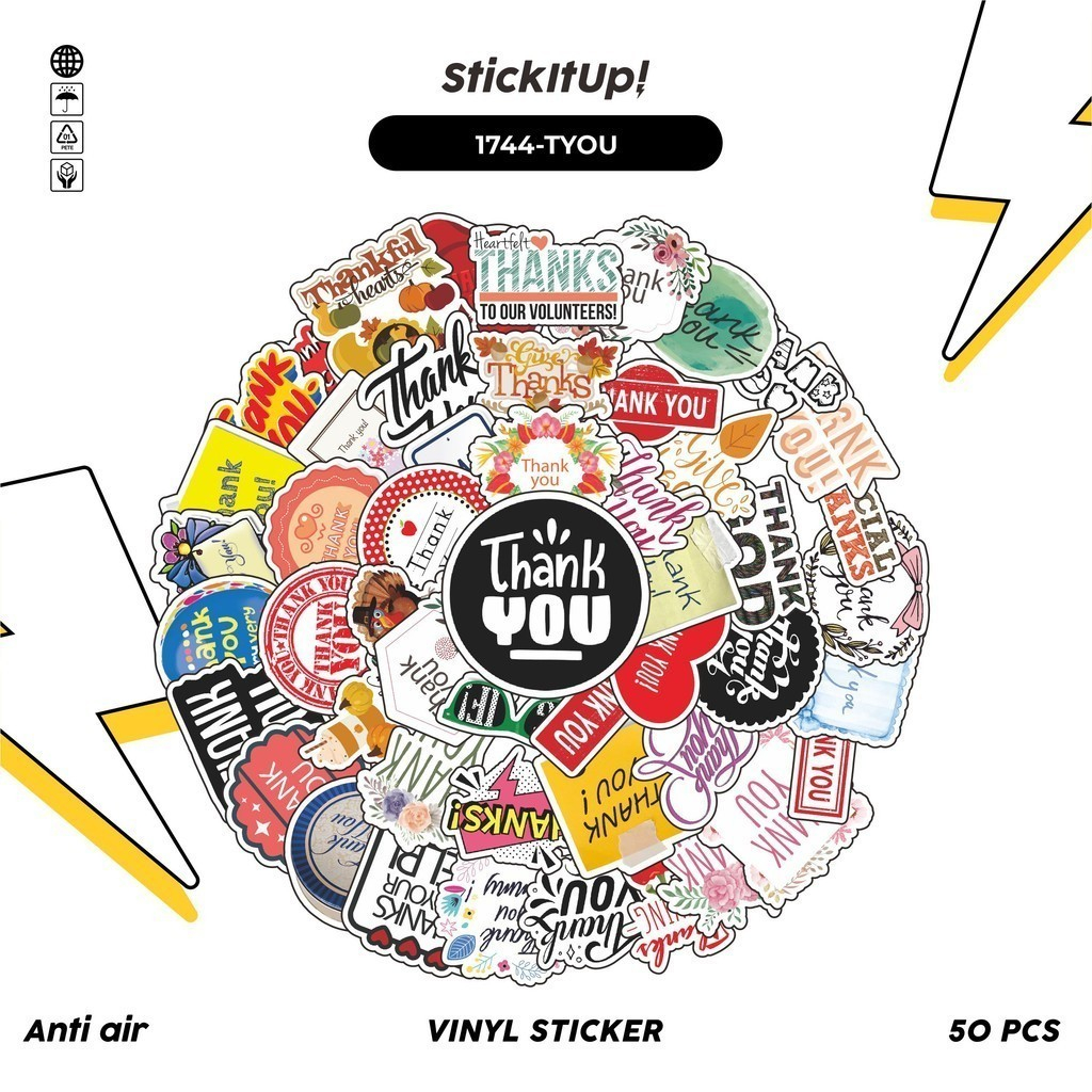 

COD✨ 50 Pcs Stiker Pack Thank You Label Series B Lucu Aesthetic Vynil Waterproof untuk Freebies Sticker Buku Journal Casing HP Laptop