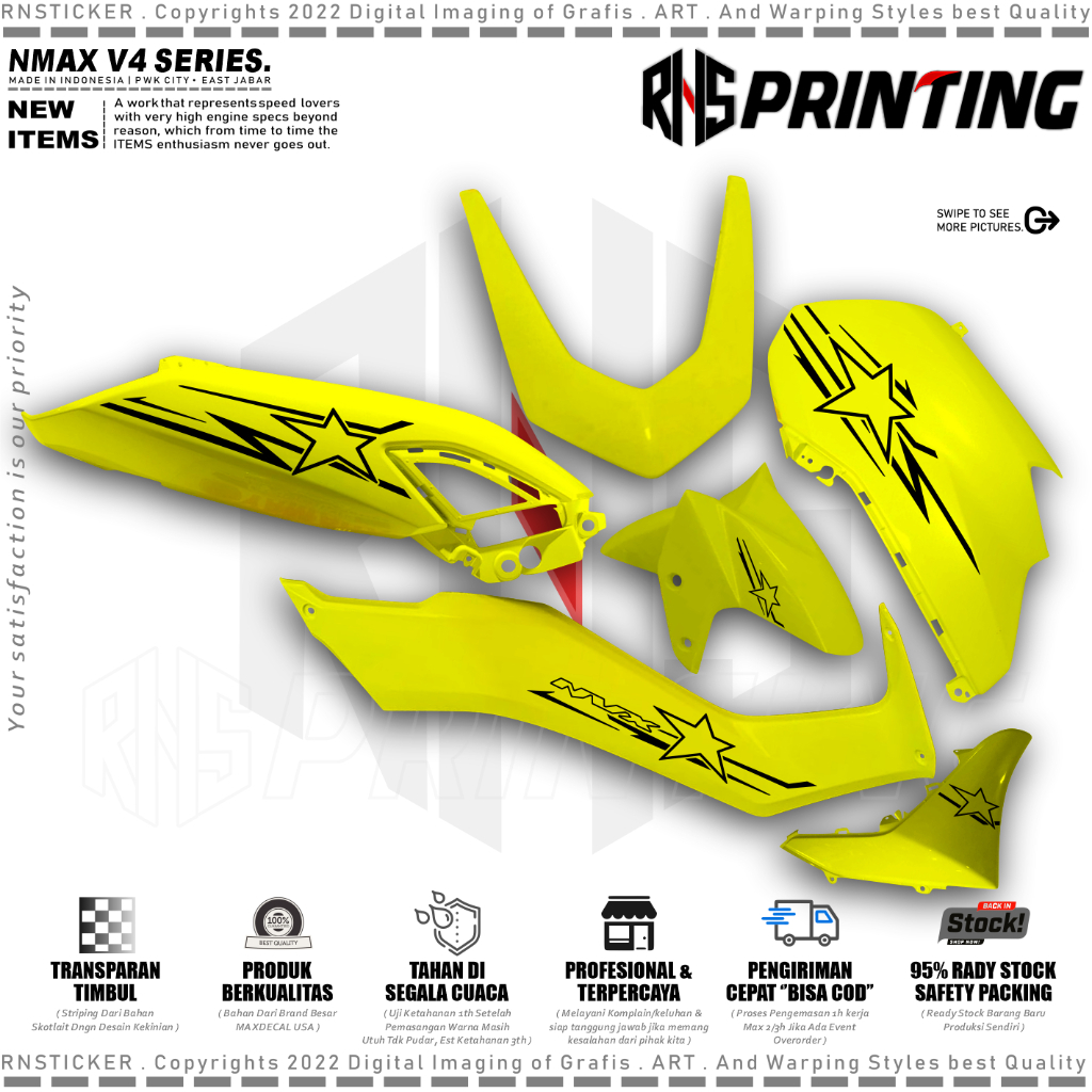 V4 Cutting Sticker Striping Nmax new 2020-2023 Striping Nmax Bintang Star Transparan Simple Styles