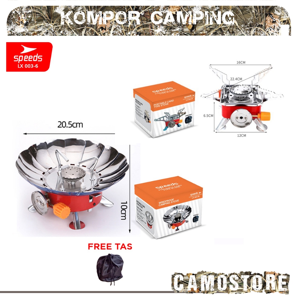 SPEEDS Kompor Camping Kotak Windproof Mawar Portable Pramuka hiking Outdoor