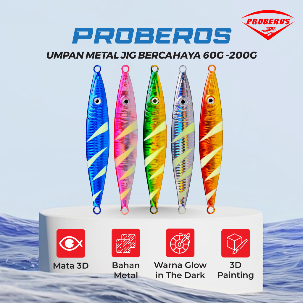 PROBEROS Umpan MetalJig Bercahaya 60-200G MJ048