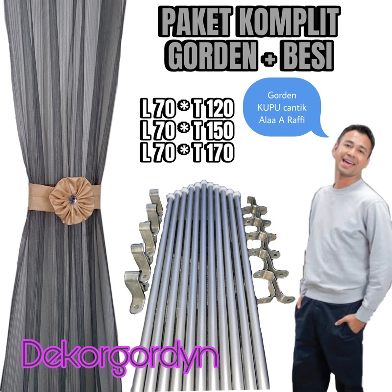 Gorden jendela kupu kupu spiral polos minimalis fullset satu set besi siap pakai