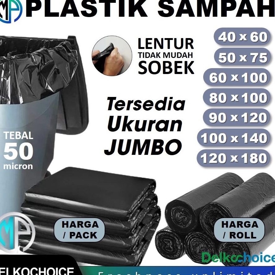 Kantong Kresek Plastik Sampah  Trash Bag  Gaage Bag Roll  Pack Warna Hitam dan Biru Merek Delkochoic