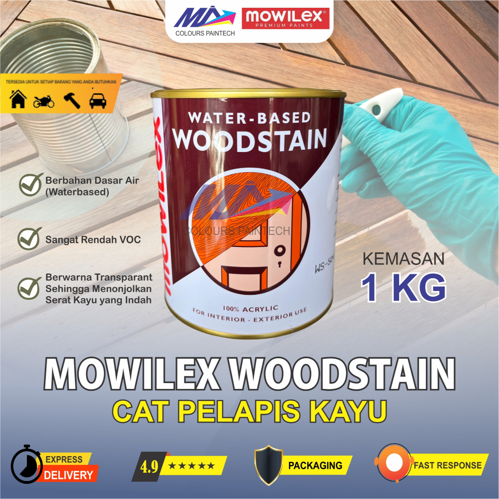 [TERMURAH } MOWILEX WOODSTAIN CAT POLITUR KAYU 1 L (AIR) best seller (LUAR JAWA PAKAI CARGO)