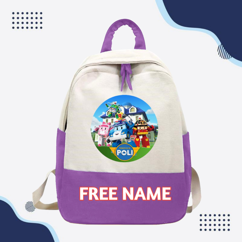 TAS RANSEL BACKPACK ANAK SEKOLAH MOTIF KARAKTER ROBOCAR POLI