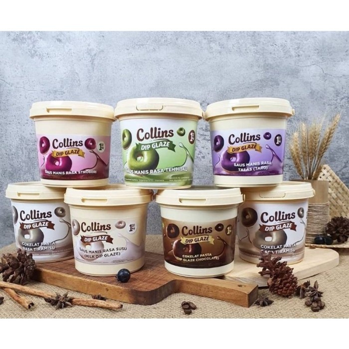 

pekanbaru / collins dip glaze saus manis varian rasa 1kg 1000g susu milk greentea kapucino talas