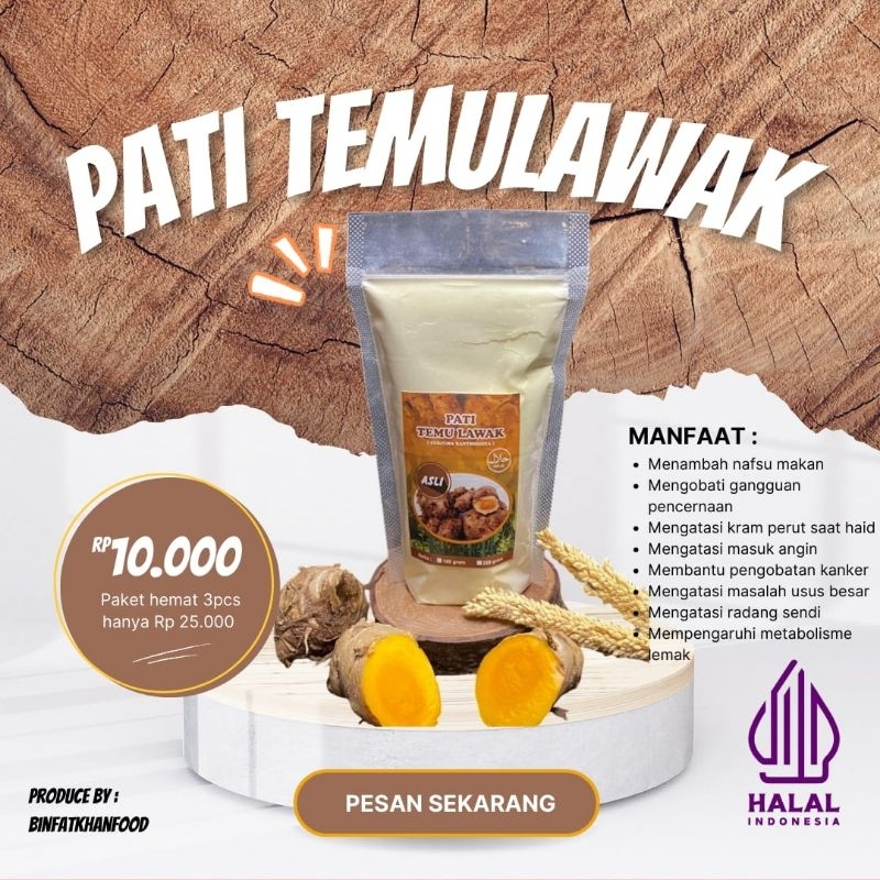 

serbuk temu lawak/pati temu/alami/tidak pait/obat diare/Herbal sakit perut
