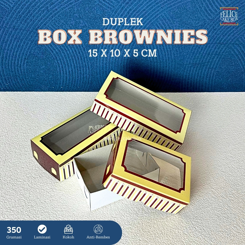 BOX BROWNIES MOTIF 15X10X5 CM isi 10 pcs / DUS BROWNIES / KEMASAN BROWNIES / PACKING BROWNIES