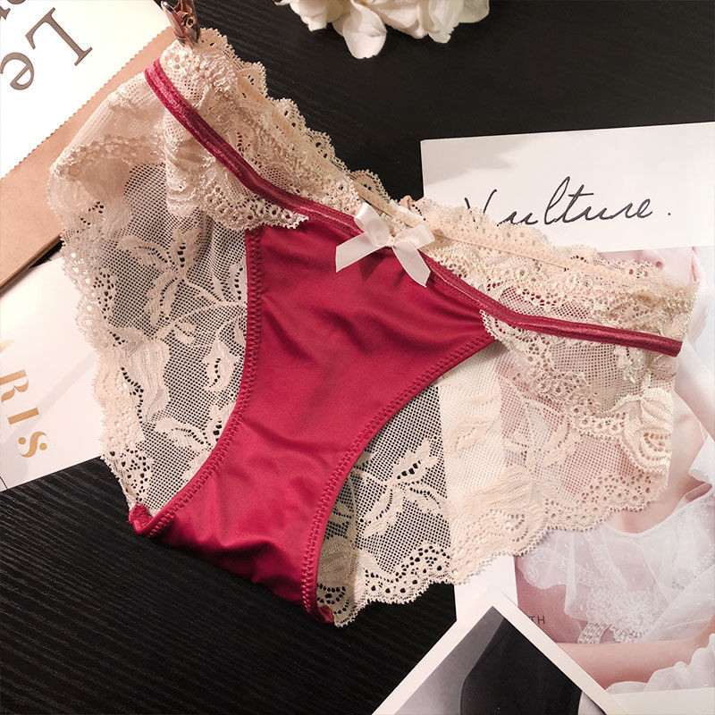 Celana Dalam Renda Wanita, Mulus Pinggang Rendah Satin
