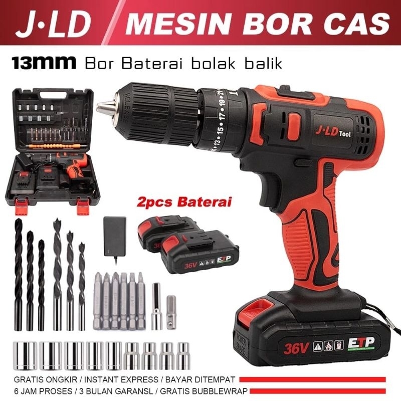 BOR JLD 36VF 13MM MESIN BOR BATERAI 36v impact bor cas bor kayu bor tembok bor beton bor kayu dan be