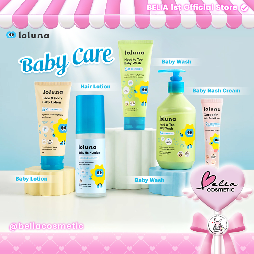 ❤ BELIA ❤ LOLUNA Baby Care Series | Body Wash | Babyy Lotion | Baby Hair Lotion | 5X Ceramide Perawa