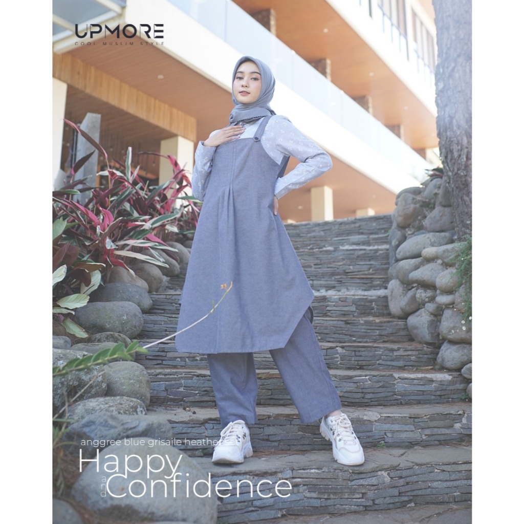 Terbaru Setelan Tunik dan Kulot Upmore Anggree Chambray Look-Linen Premium