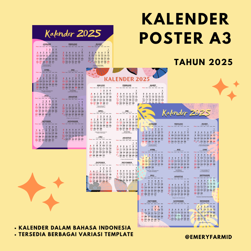 

[A3+] Kalender Poster - Kalender 2025 | ada pilihan template