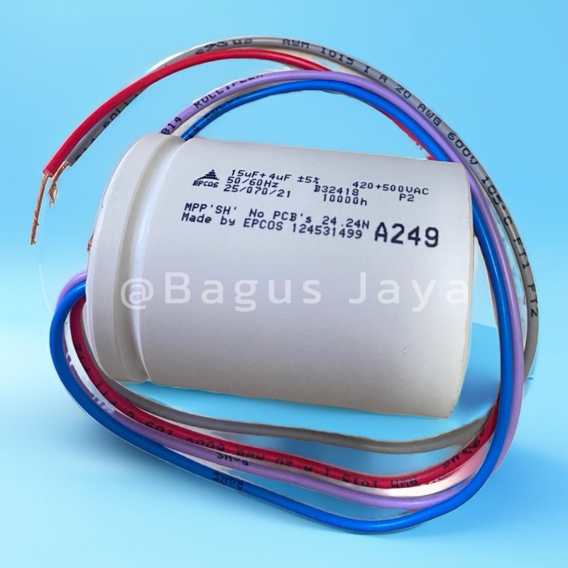 Capasitor Kapasitor Mesin Cuci Sharp 14Kg 2 tabung Original EPCOS A249 15uF + 4uF