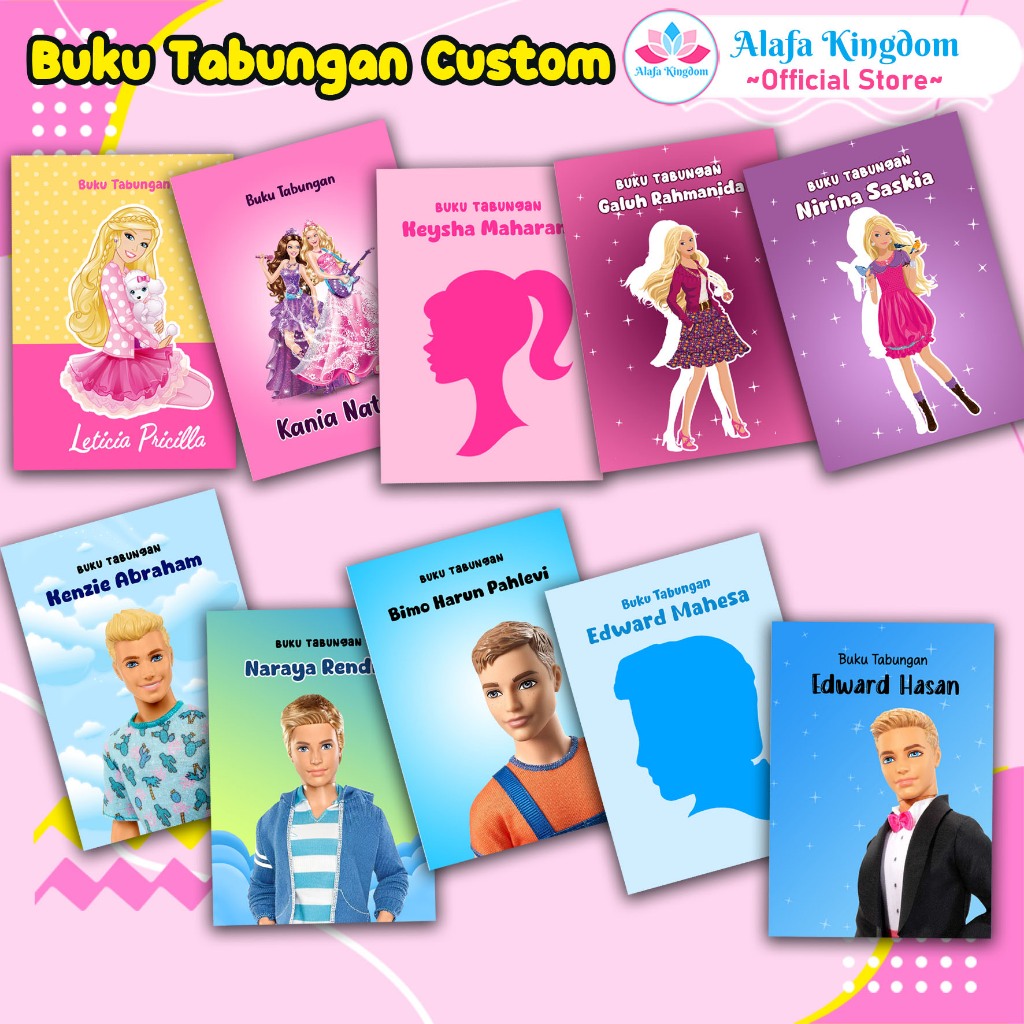 

Alafakingdom Buku Tabungan Custom Tema Barbie dan Ken