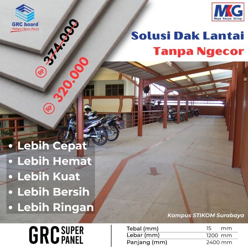 PROMO GRC Super Floor 15mm X 1200 X 2400 Papan Semen GRC