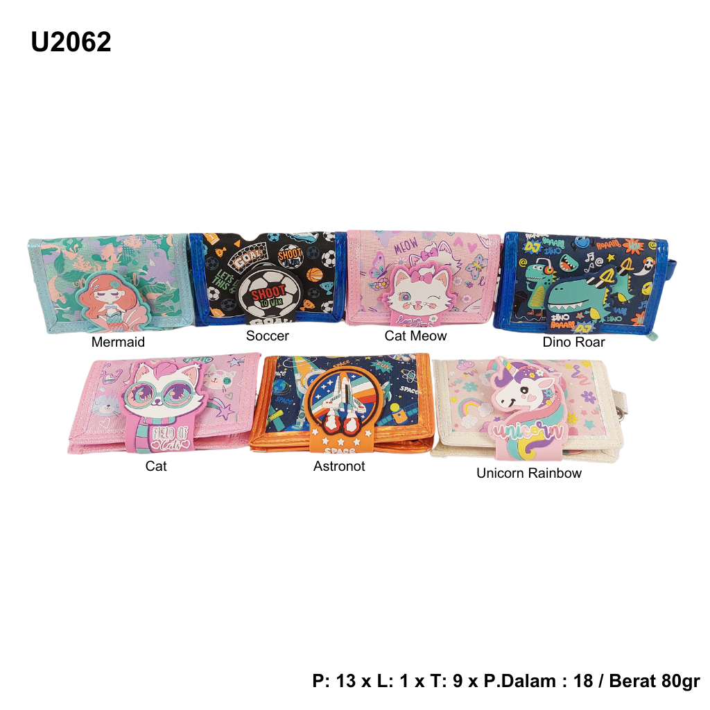 Dompet Strap U2062 Lipat 2 Motif Karakter Anak