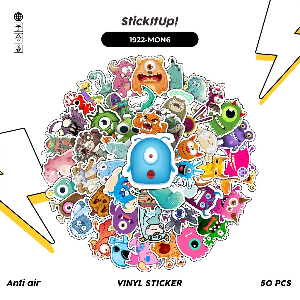 

COD✨ 50 Pcs Stiker Pack MONSTER ART ILLUSTRATION CHARACTER MIX 06 Lucu Aesthetic Vynil Waterproof untuk Freebies Sticker Buku Journal Casing HP Laptop