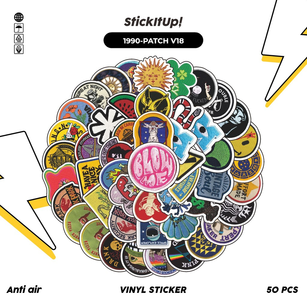 

COD✨ 50 Pcs Stiker Pack PATCH V18 Lucu Aesthetic Vynil Waterproof untuk Freebies Sticker Buku Journal Casing HP Laptop