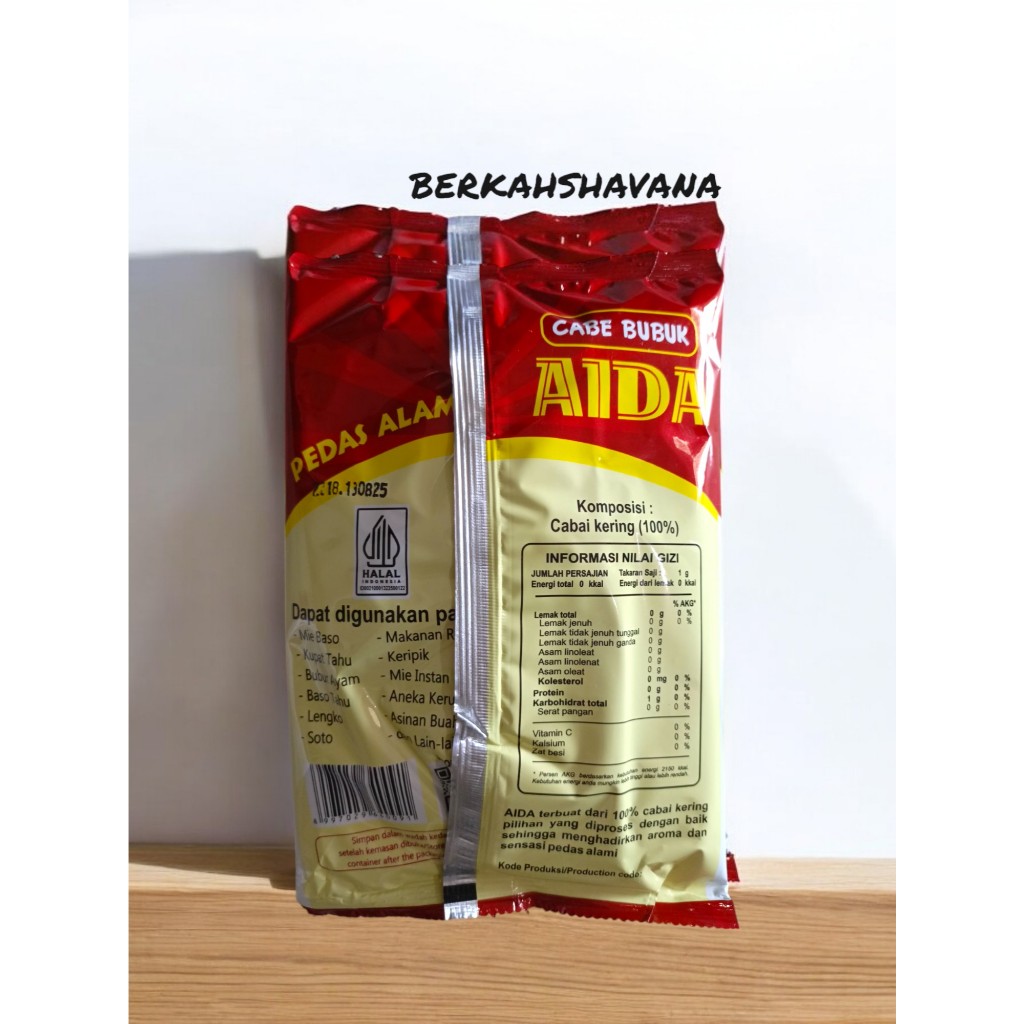 

KTr190 Cabai Giling Bubuk Aida 500gr Pedas Alami