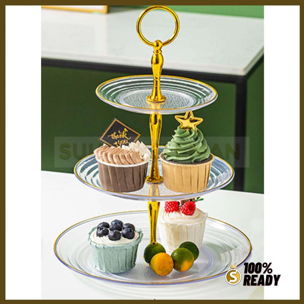 Rak Piring Tingkat 3 Kue Dessert Buah / Rak Tingkat  Susun Kue Buah Cake Plate Stand Food Display