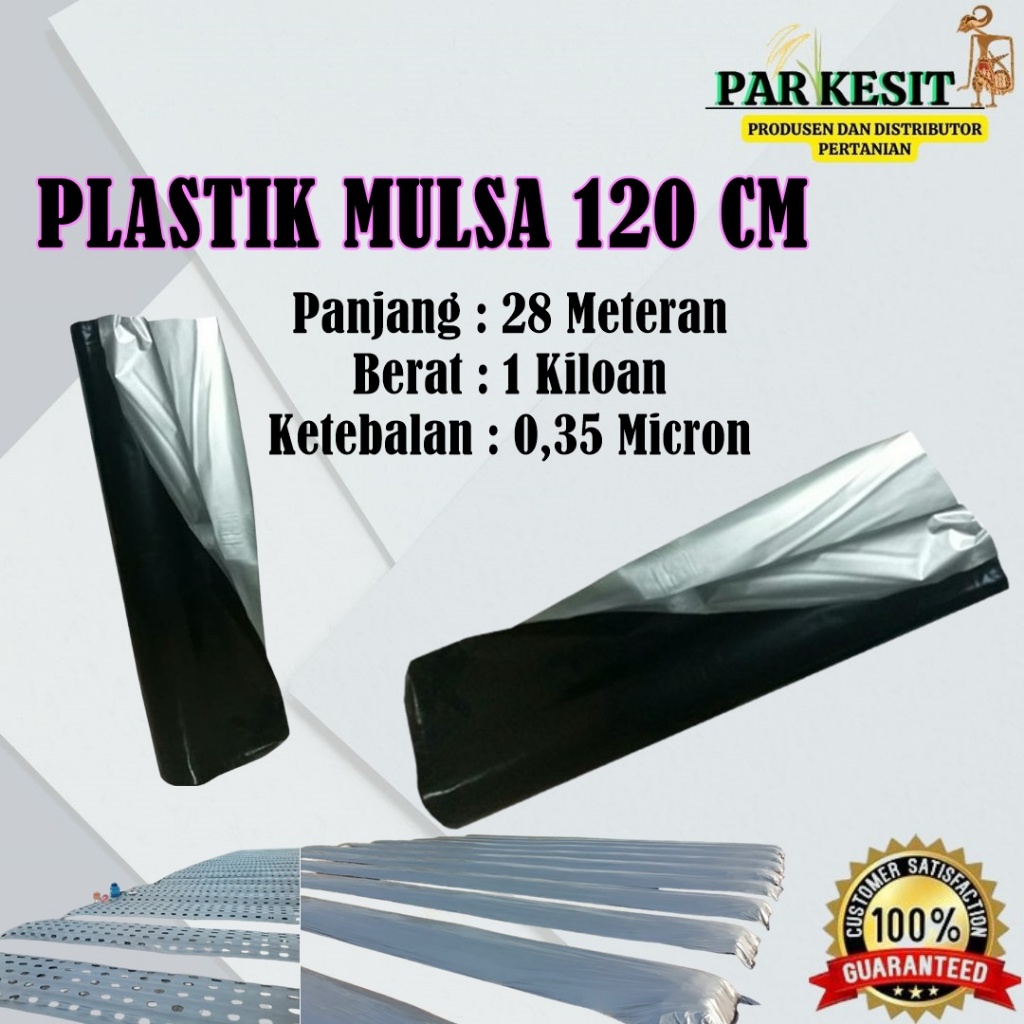 Plastik Mulsa 60 Cm dibuka 120 cm Hitam Perak 1 Kiloan