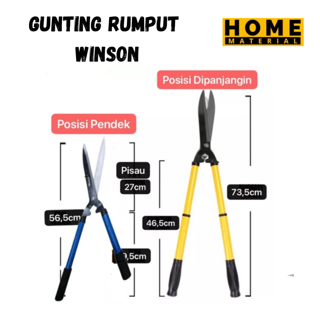 Gunting Rumput Winson /Panjang Pendek Besi Tajam Alat Berkebun Gunting Ranting Dahan TERMURAH
