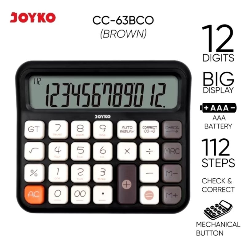 

Calculator Kalkulator Joyko CC-63BCO 12 Digits Check & Correct