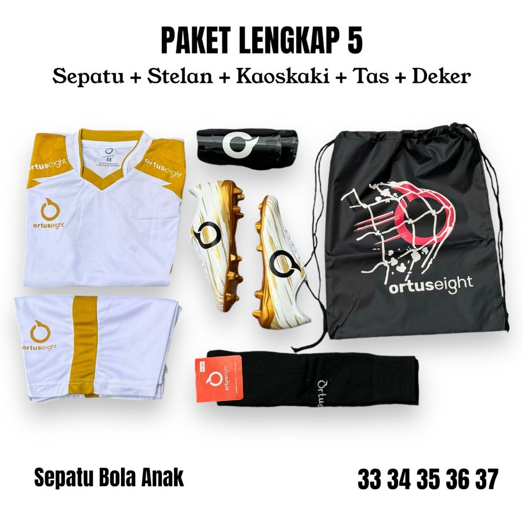 Paket Komplit 5 Sepatu Bola Anak TK SD SMP Ortus Model Terbaru Ukuran 33 34 35 36 37 Paket Sepatu Bo