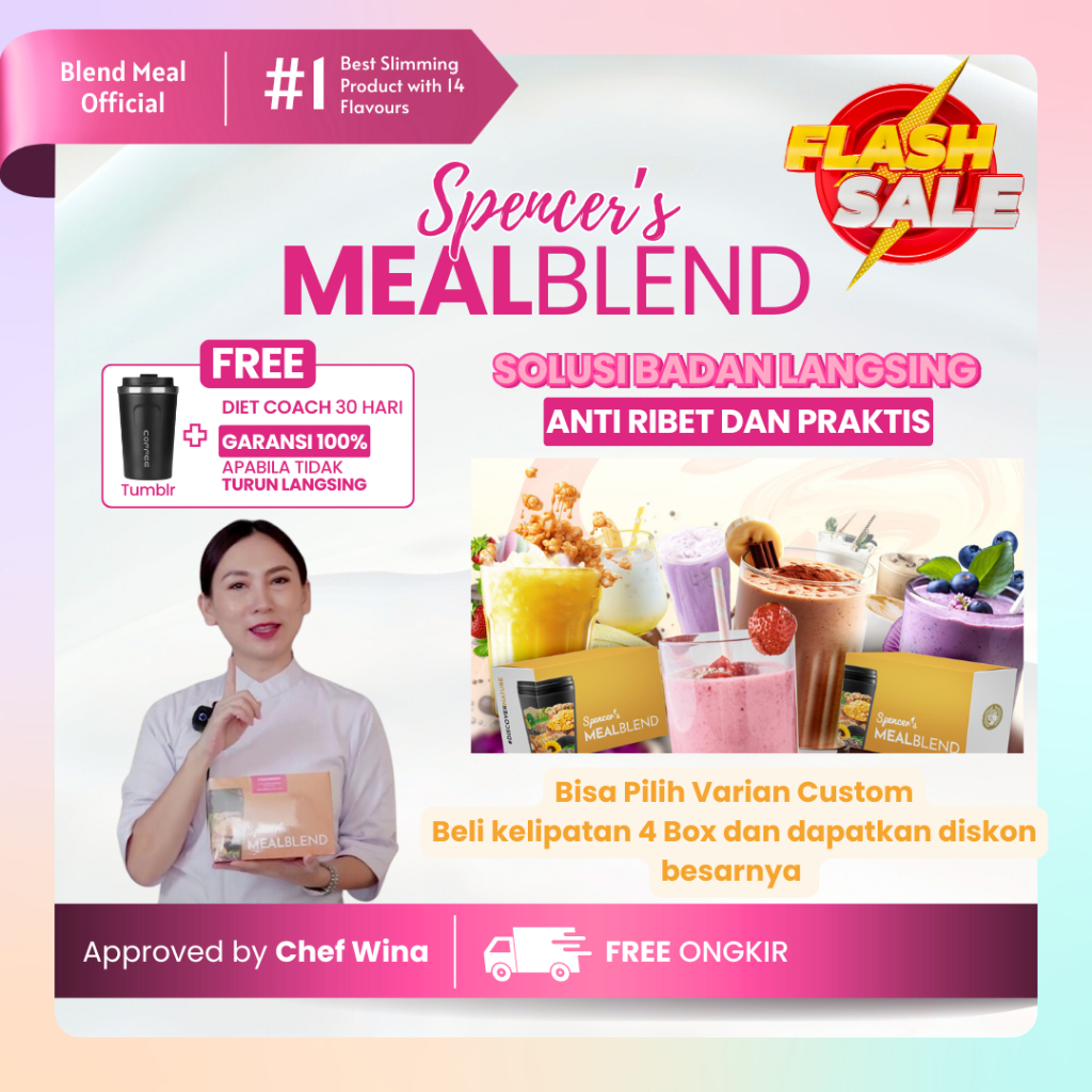 

[ Flash Sale ! ] Sarapan Diet Alami Spencer Meal Blend All Variant 1 Box Isi 15 Sachet +Free Tumbler