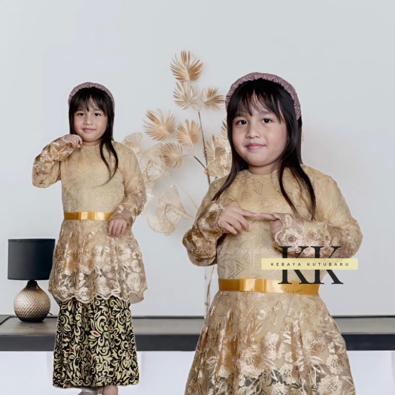 Baju kebaya anak Brokat Tille Anak Umur 5-12 Tahun Kebaya Anak Perempuan Pakaian Pesta Anak / wisuda