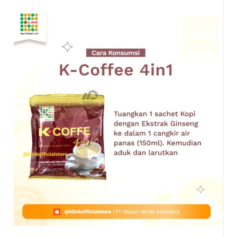 

K COFFE 4in1 K link Original BPOM Halal (1Box isi 20 sachet) kopi penambah stamina pria dewasa