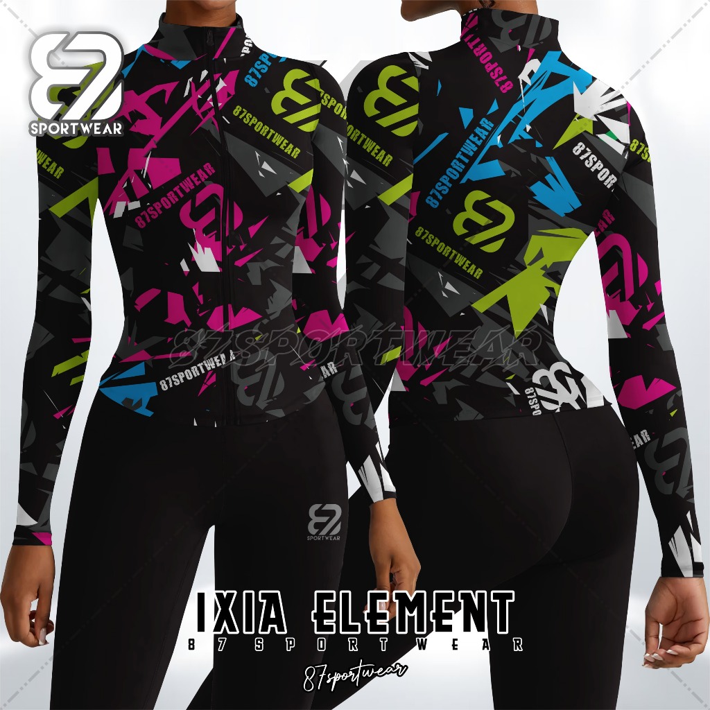New 87SportWear Jaket Ketat & Legging Setelan Olahraga Aerobic/Zumba/Senam/Gym87