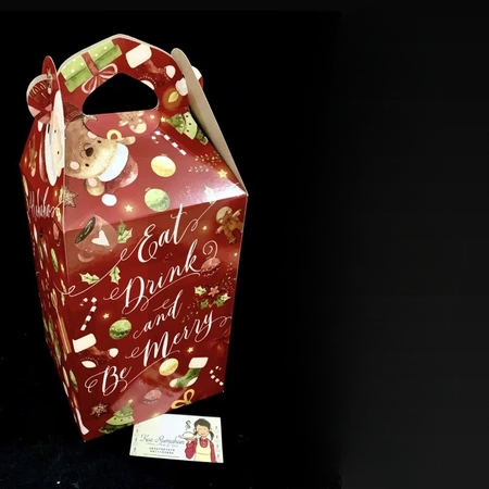 

Box Parcel Natal Muat 3 Toples Kue Kering Dus Hampers Tanpa jendela Ukuran 14x14x21.5cm