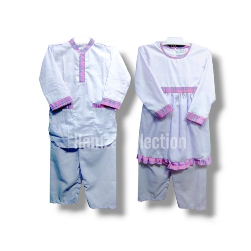 STELAN MUSLIM ANAK . SERAGAM PAUD / TK KOMBINASI KOTAK PINK