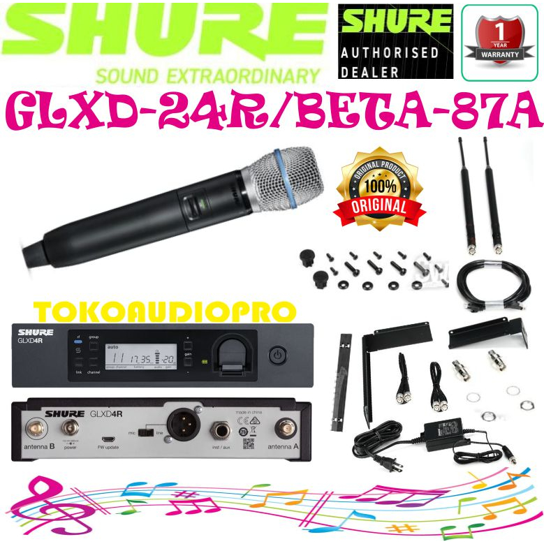 Mic Wireless Shure GLXD24/B87A Digital Wireless Handheld Microphone Original
