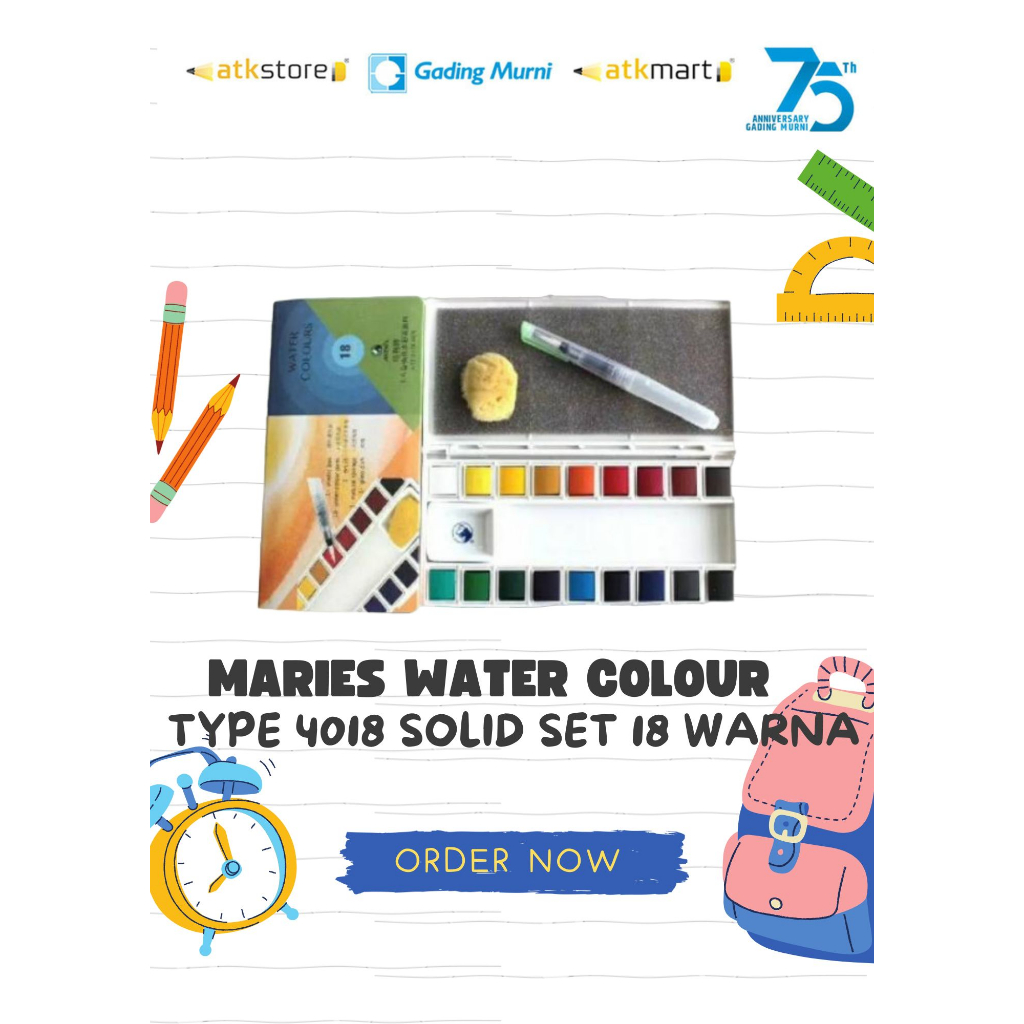 

Maries Water Colour Type W-4018 SOLID SET 18 Warna