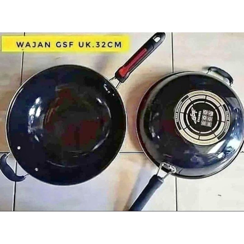 Wajan Enamel Gagang dan kuping anti gores dan anti lengket