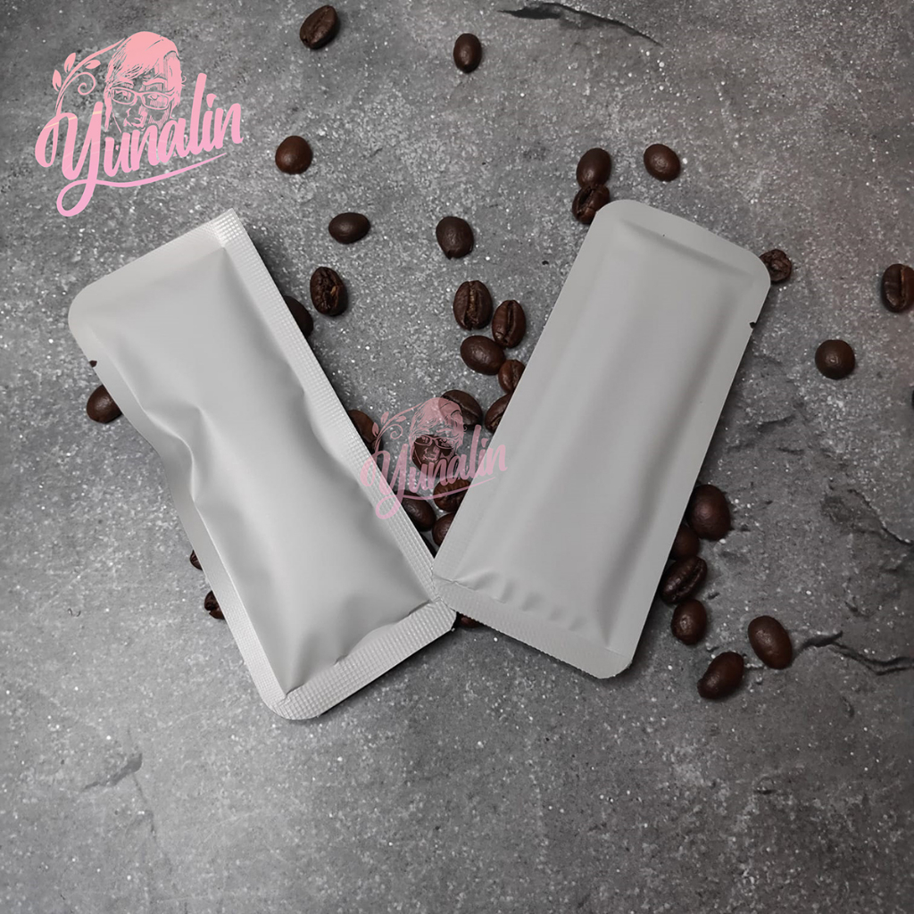 Kemasan Sachet Kecil 10gr Abu-Abu | Sachet Stick 5cm x 12,5cm | Sachet Kopi Tubruk