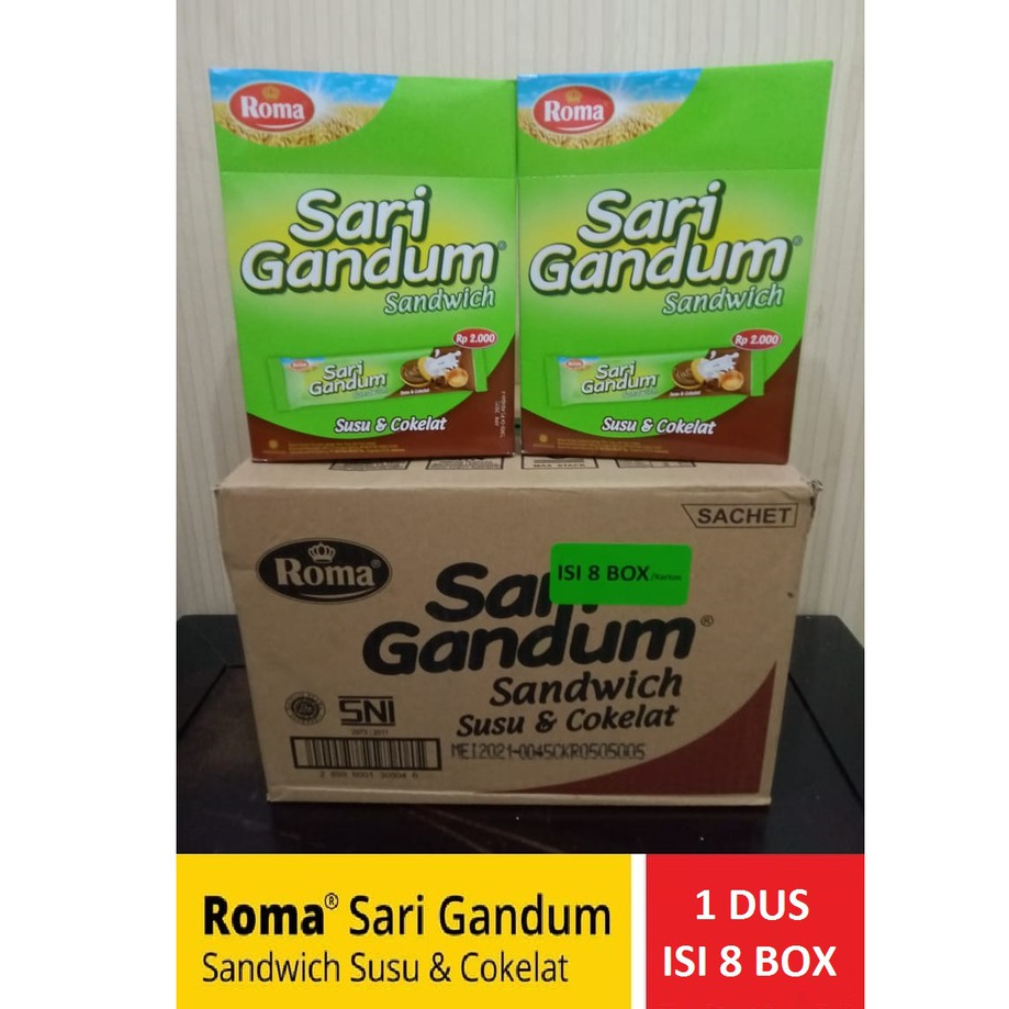 

1 Dus Roma Sari Gandum Sachet Coklat Ecer 2.000 Isi 10 Box x12pcs