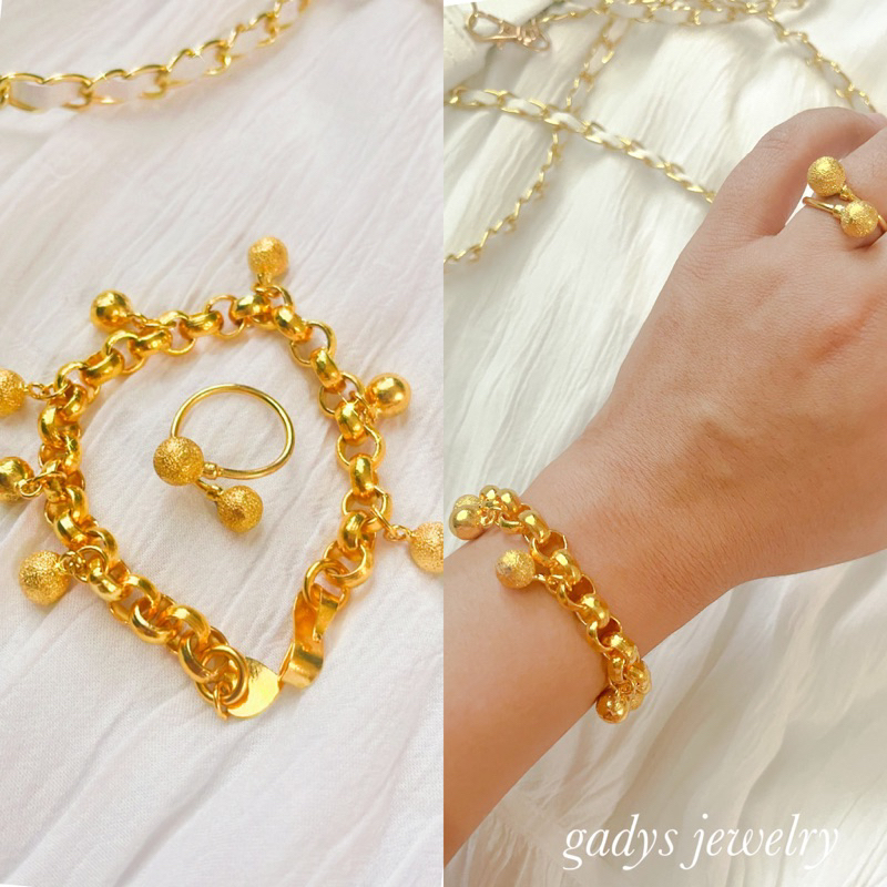 set gelang cincin boba pasir mas penang