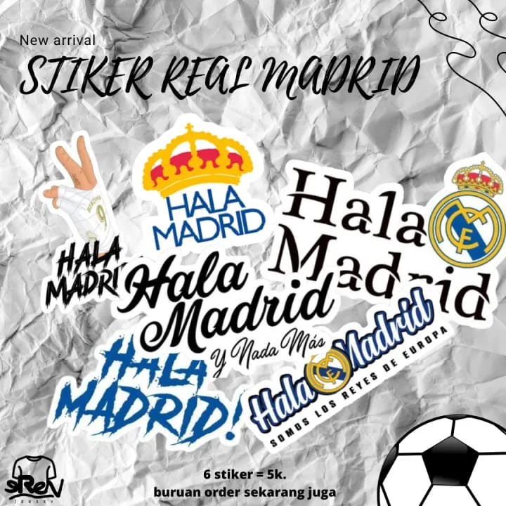 

STIKER CLUB BOLA REAL MADRID ANTI AIR ISI 100 PCS RANDOM TERBARU