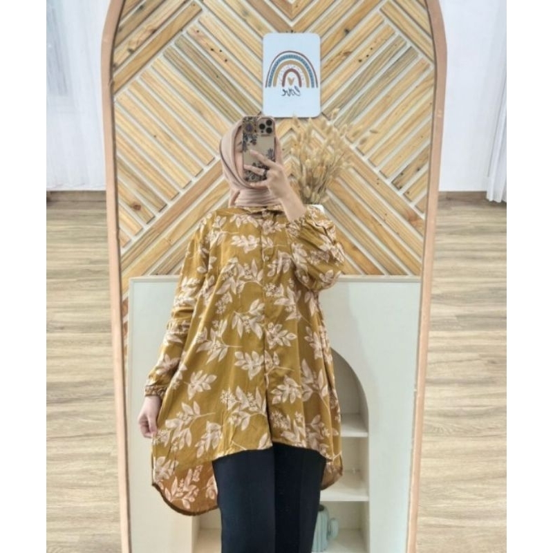 AZRA OVERSIZE SEMI TUNIK BAHAN KATUN RAYON MOTIF