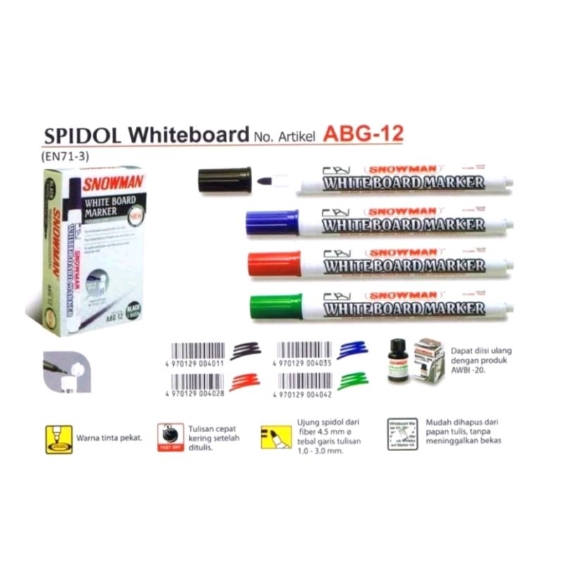 

❤ FAMILY ❤ ( 1 PCS ) Spidol snowman ABG-12 white board ( bisa di hapus )