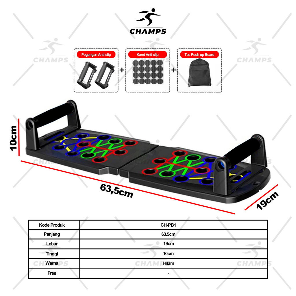 CHAMPS alat bantu untuk Push Up Board Push Up Stand Bar Alat Bantu Push Up Bar Olahraga Fitness Pegangan Push Up