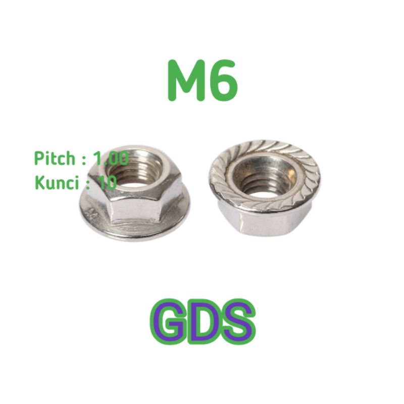Mur Flange Stainless M6 / Flange Nut Stainless 304 M6
