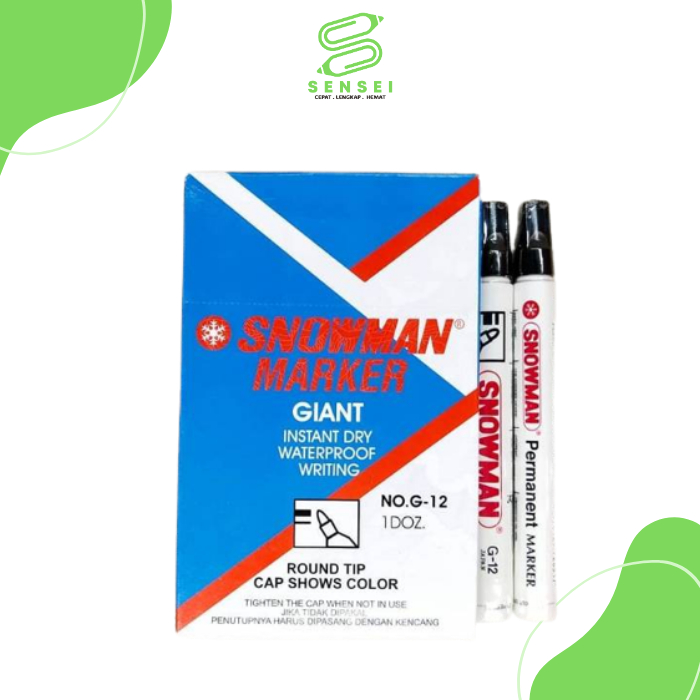 

1 Pcs Spidol Snowman Permanen G12 Hitam Merah Biru Permanent Marker