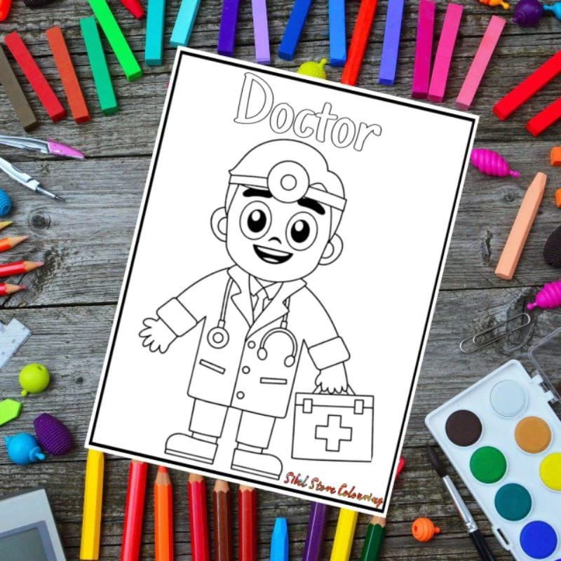 

Kertas Mewarnai Gambar Anak/ PAUD 1 Pack Isi 10 Lembar Gambar Tema Profesi