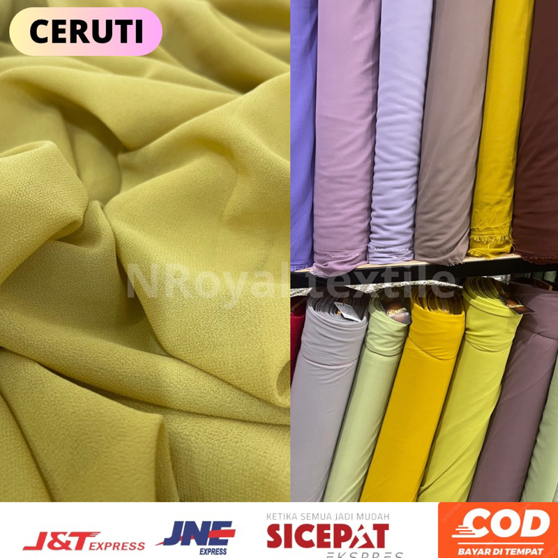 kain ceruti babydoll ceruty polos meteran premium untuk hijab syar'i / pashmina