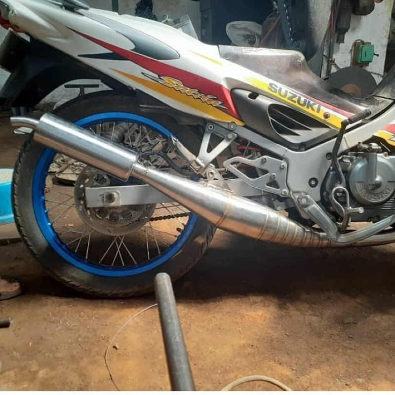 KNALPOT RACING CRC SATRIA 2TAK LUMBA HIU STANDAR RACING  STAINLES