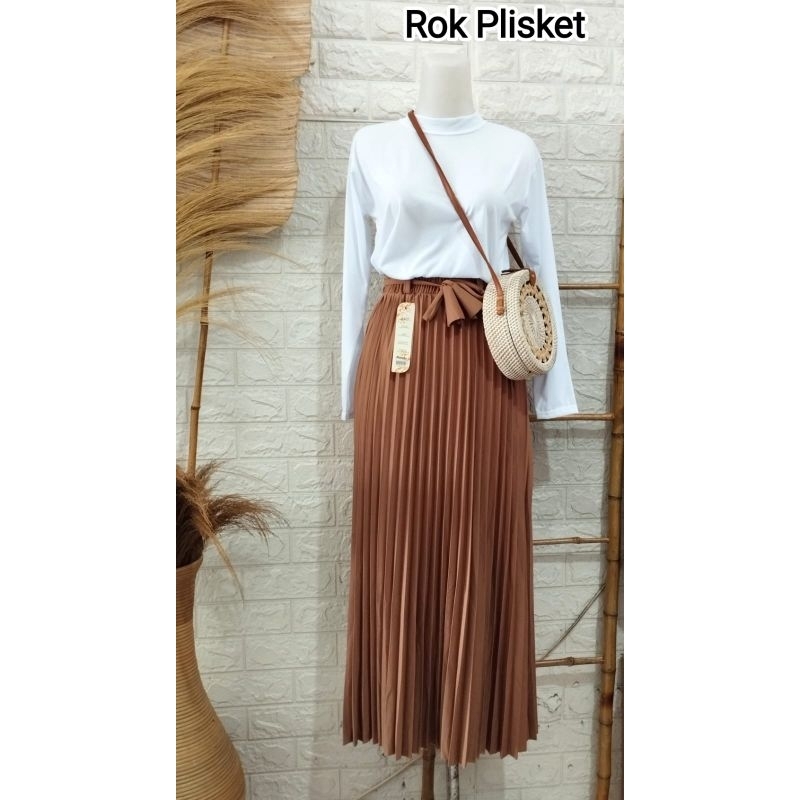 ROK PLISKET BAHAN PREMIUM/ROK PLISKET  PREMIUM TALI DEPAN